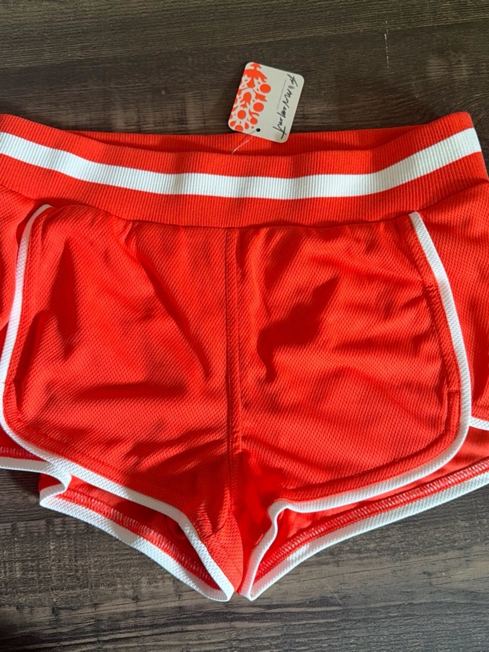 FP Movement by Free People Coral-Red Athletic Shorts with White Trim
